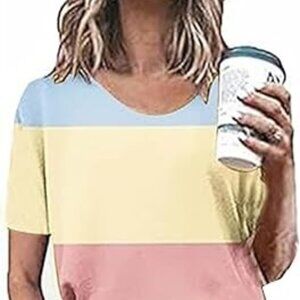 New OCEANLUX Women's Sweatsuit Set Casual 2 Piece Pind Short Sleeve Jogger Set